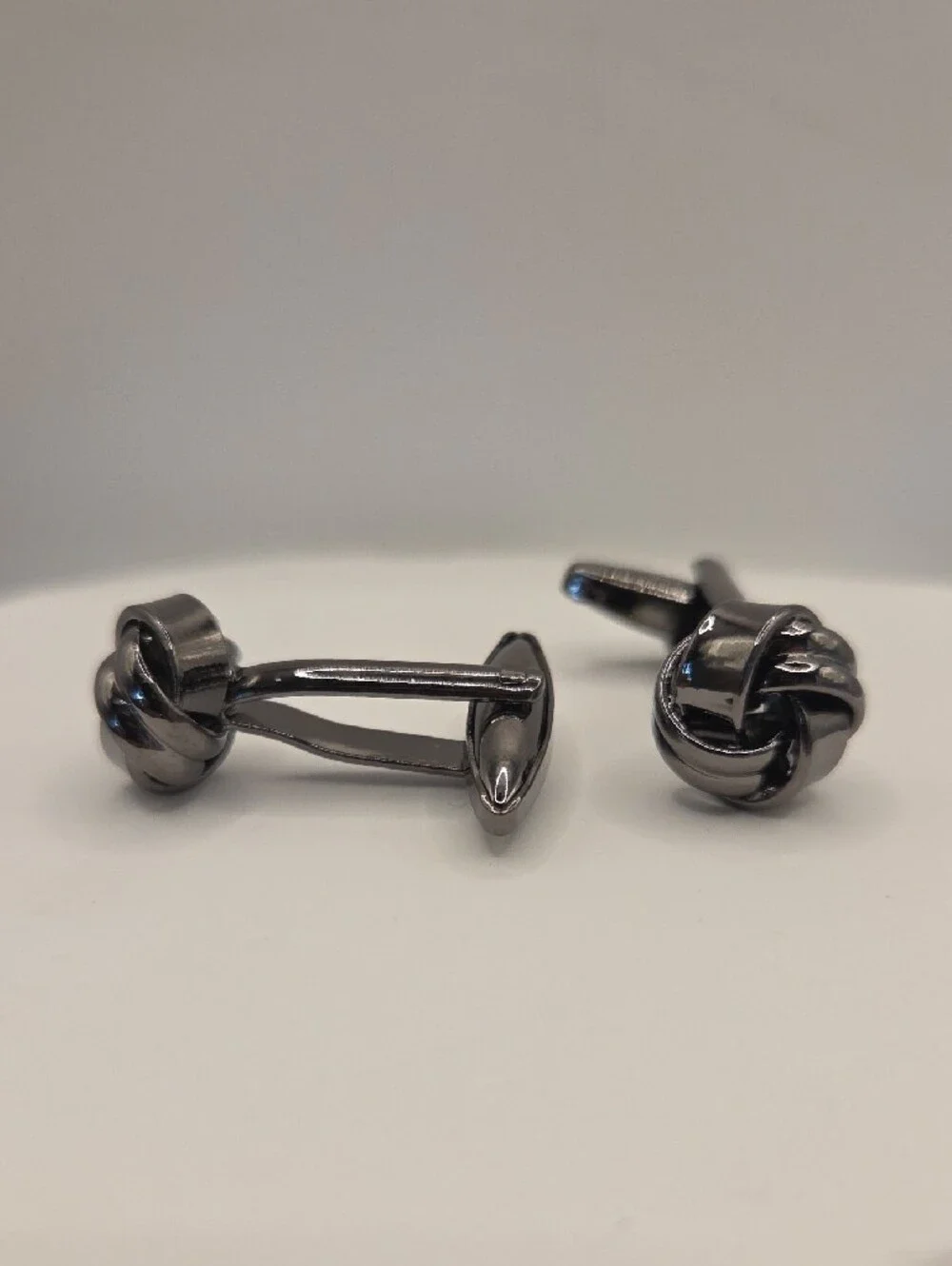 Gunmetal Knot Cufflinks - Men's Classic Interwoven Design